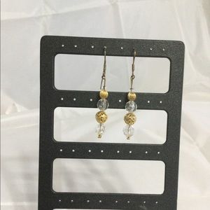 Vintage Crystal & Filigree Gold Bead Wire Dangles